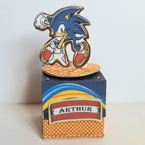 Caixa Cubo Lembrancinha de Festa Sonic