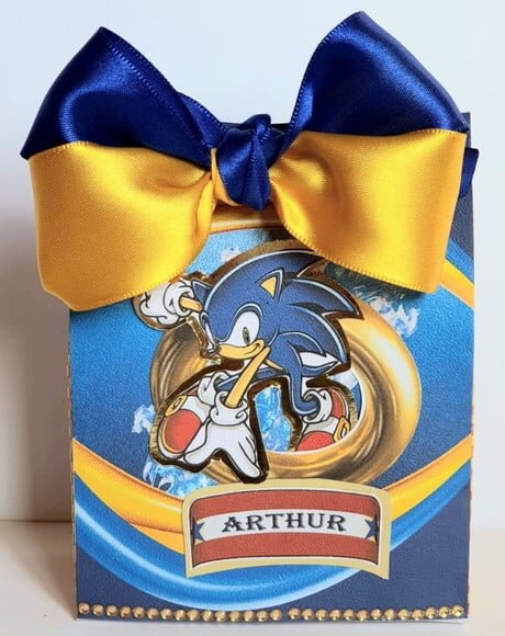 Caixa Sacolinha Lembrancinha de Festa Sonic