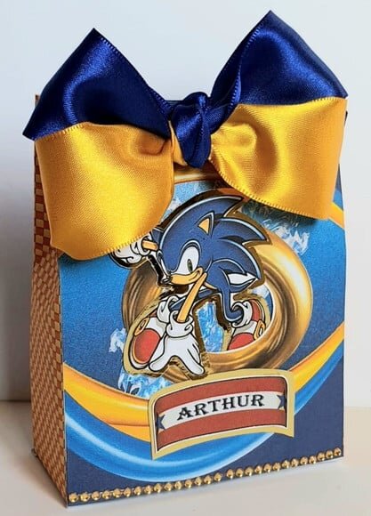 Caixa Sacolinha Lembrancinha de Festa Sonic