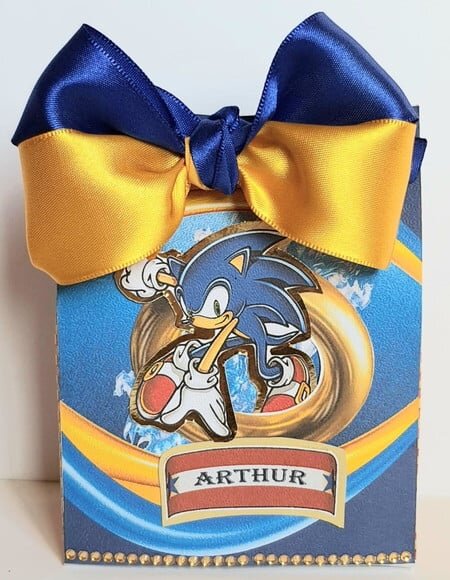 Caixa Sacolinha Lembrancinha de Festa Sonic