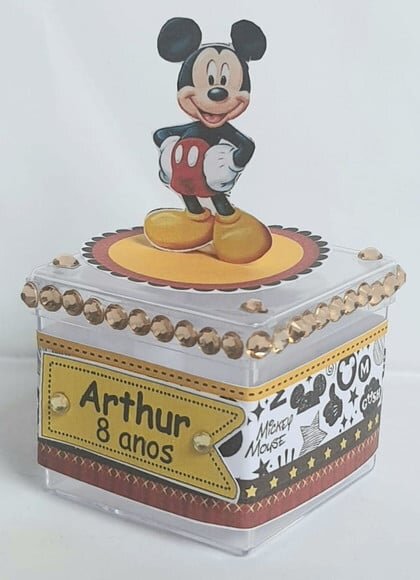 Caixinha Acrílica Personalizada com Tema Mickey