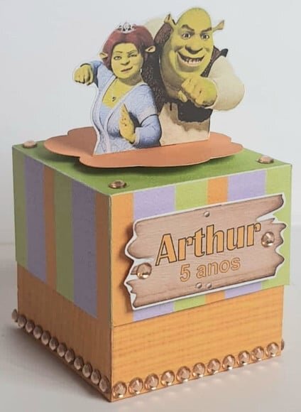 Caixa Cubo Lembrancinha de Festa Shrek