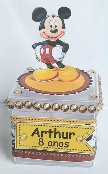 Caixinha Acrílica Personalizada com Tema Mickey