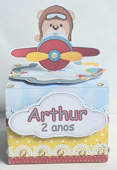 Caixa Cubo Urso Aviador