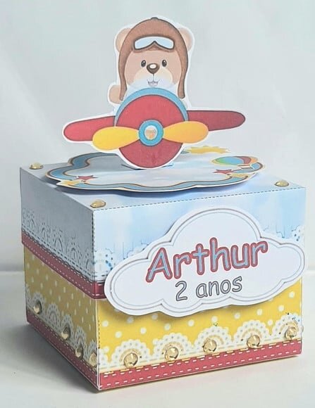 Caixa Cubo Urso Aviador