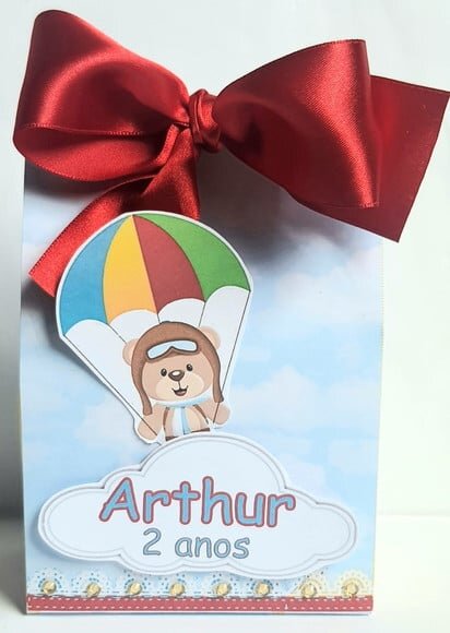 Caixa Sacolinha Urso Aviador