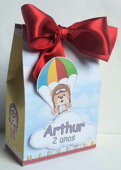 Caixa Sacolinha Urso Aviador