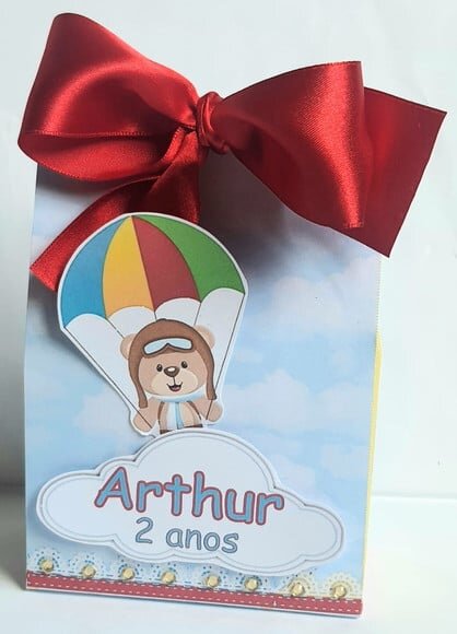 Caixa Sacolinha Urso Aviador