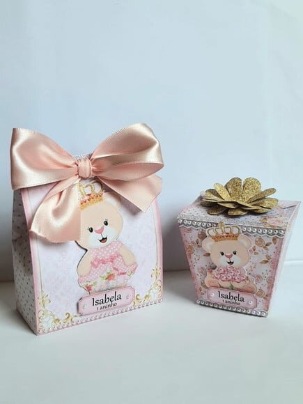 Kit de 50 Lembrancinhas para Festa Ursa Princesa Rosa