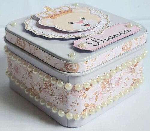 Latinha Ursa Princesa Rosa