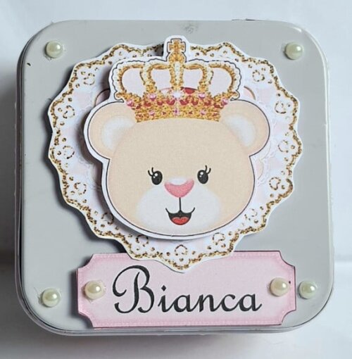 Latinha Ursa Princesa Rosa