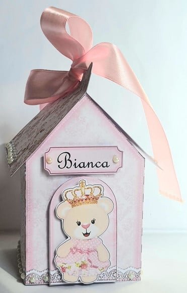 Caixa Casinha Ursa Princesa Rosa