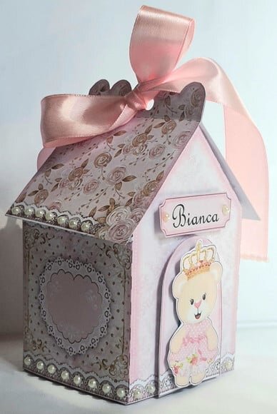 Caixa Casinha Ursa Princesa Rosa