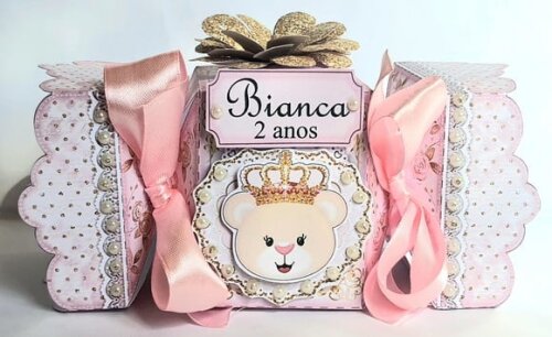 Caixa-bala Ursa Princesa Rosa