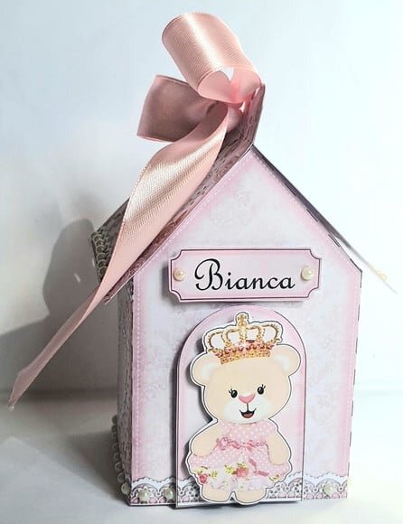 Caixa Casinha Ursa Princesa Rosa