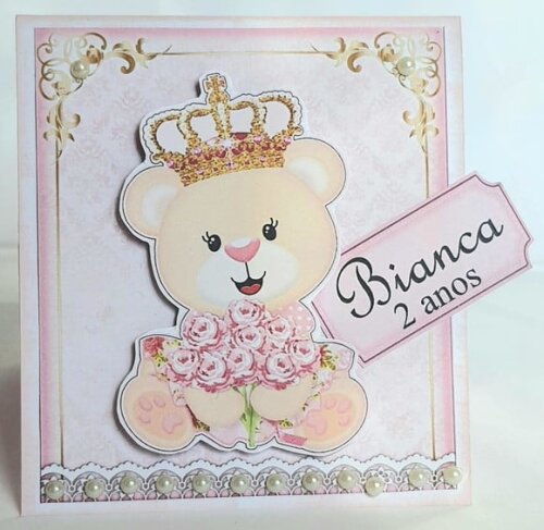 Convite Ursa Princesa Rosa