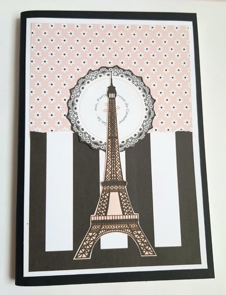 Caderno brochura tamanho A5 com tema Paris