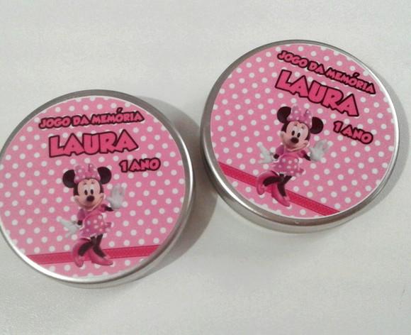 Jogo da Memória na Latinha Plástica Minnie Rosa