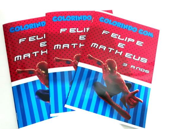 Livro colorir lembrancinha personalizado Homem Aranha