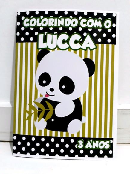 Livro colorir lembrancinha personalizado Panda menino