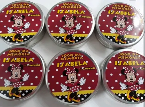 Jogo da Memória na Latinha (plástica) Minnie Vermelha