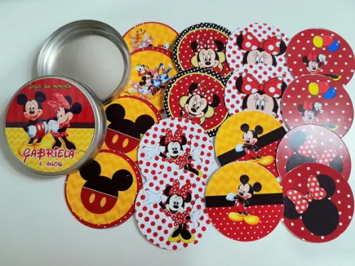 Jogo da Memória na Latinha (plástica) Minnie Vermelha Mod. 2