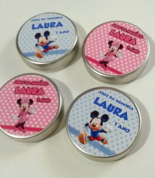 Jogo da Memória na Latinha Plástica Minnie Rosa