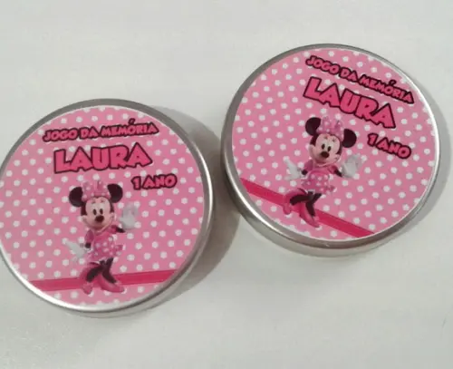 Jogo da Memória na Latinha Plástica Minnie Rosa