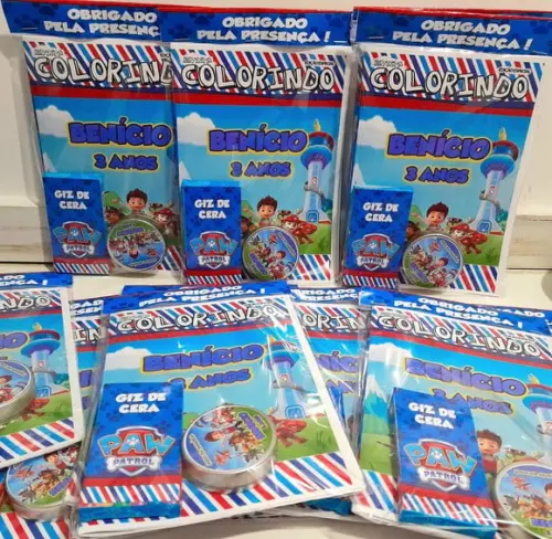 Kit Lembrancinha Jogo Memória Livro Colorir Patrulha Canin