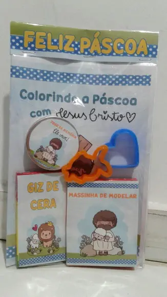 Lembrança Páscoa Cristã Livro Colorir Massinha Jogo Memória