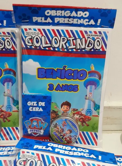 Kit Lembrancinha Jogo Memória Livro Colorir Patrulha Canin