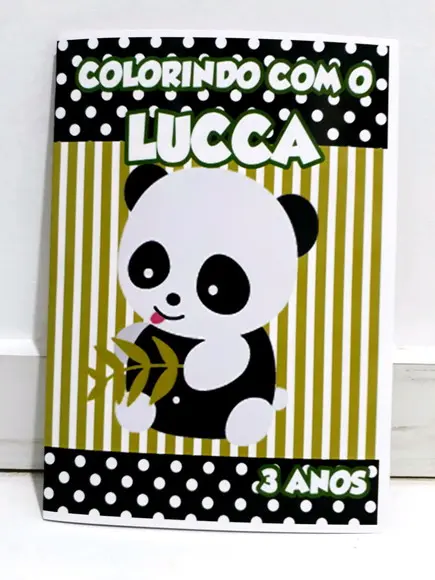 Livro colorir lembrancinha personalizado Panda menino