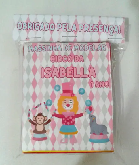 Massinha modelar com forminha personalizada circo rosa