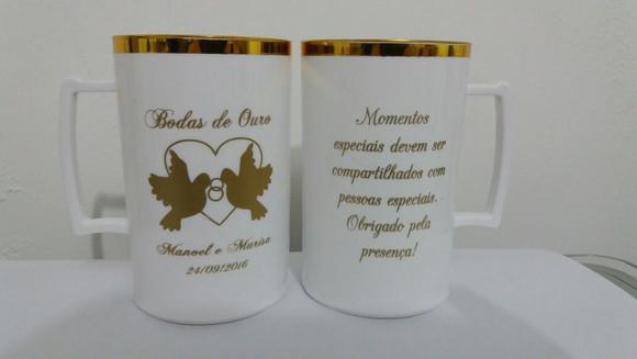 Caneca Acrílica de 300 ml com Borda Metalizada Personalizada