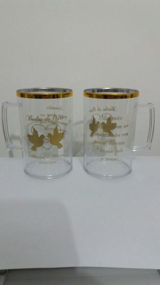 Caneca Acrílica de 300 ml com Borda Metalizada Personalizada