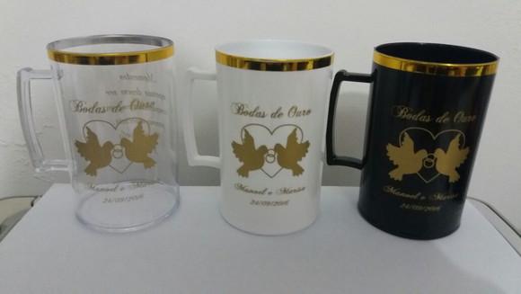 Caneca Acrílica de 300 ml com Borda Metalizada Personalizada