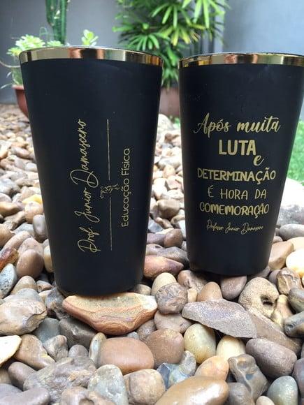 Copos Twister Preto Fosco com Borda Metalizada