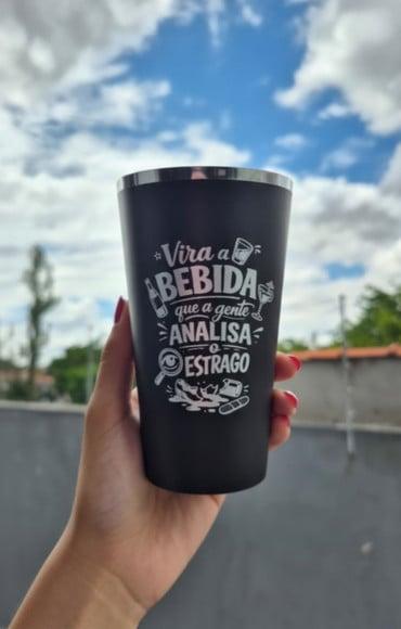 Copos Twister Preto Fosco com Borda Metalizada - Formandos