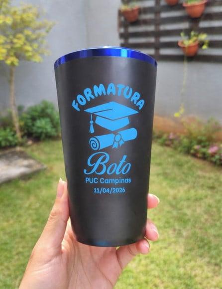 Copos Twister Preto Fosco com Borda Metalizada