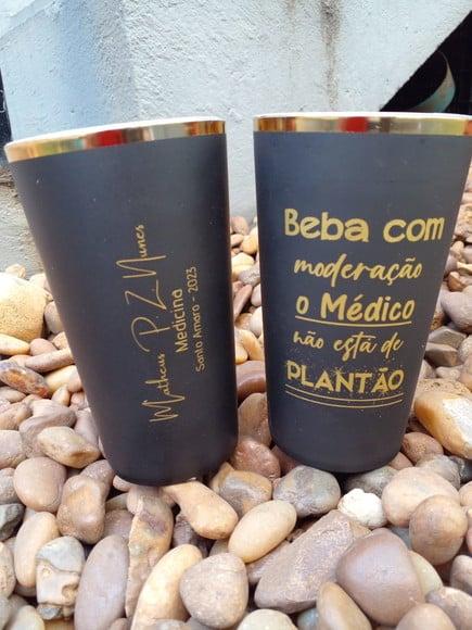 Copos Twister Preto Fosco com Borda Metalizada