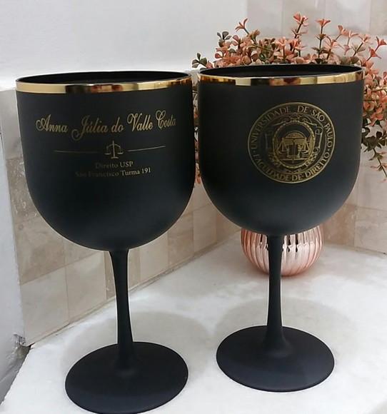 Gin Preto Fosco 450 ml com Borda Metalizada Personalizada