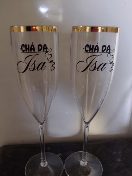 Taça de Champanhe com Borda Metalizada