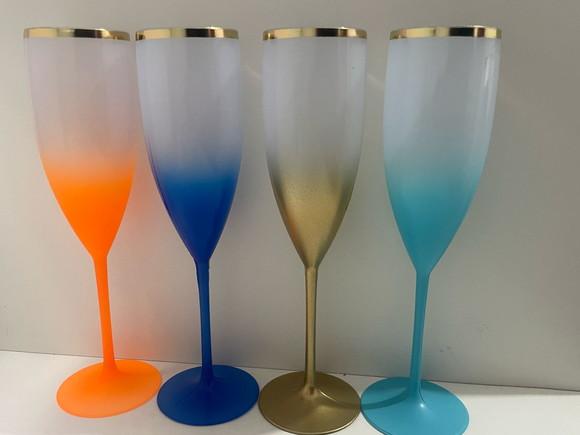 Taça de Champanhe Degrade com Borda Metalizada Lisa