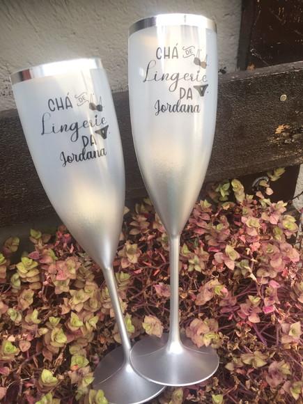 Taça de Champanhe Degrade Personalizada com Borda Metalizada