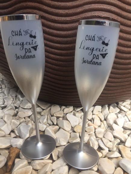 Taça de Champanhe Personalizada Degrade com Borda Metalizada
