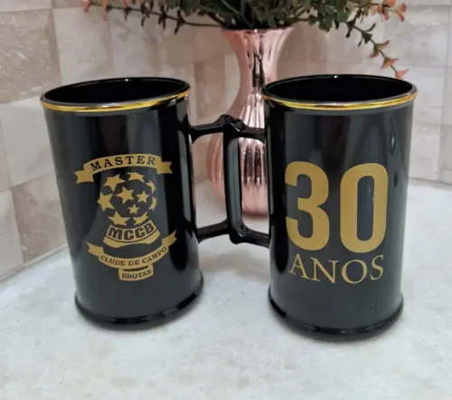 Caneca Acrílica de 300 ml com Borda Metalizada Personalizada