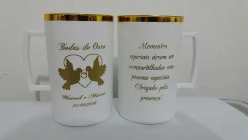 Caneca Acrílica de 300 ml com Borda Metalizada Personalizada