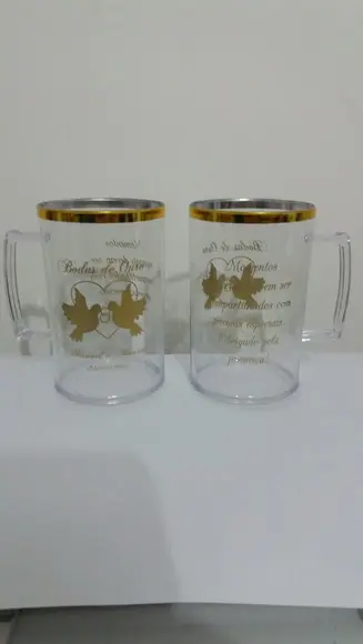 Caneca Acrílica de 300 ml com Borda Metalizada Personalizada