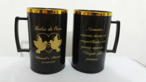 Caneca Acrílica de 300 ml com Borda Metalizada Personalizada