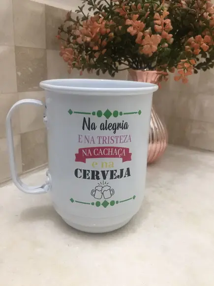Caneca de Alumínio 500 ml Personalização Colorida